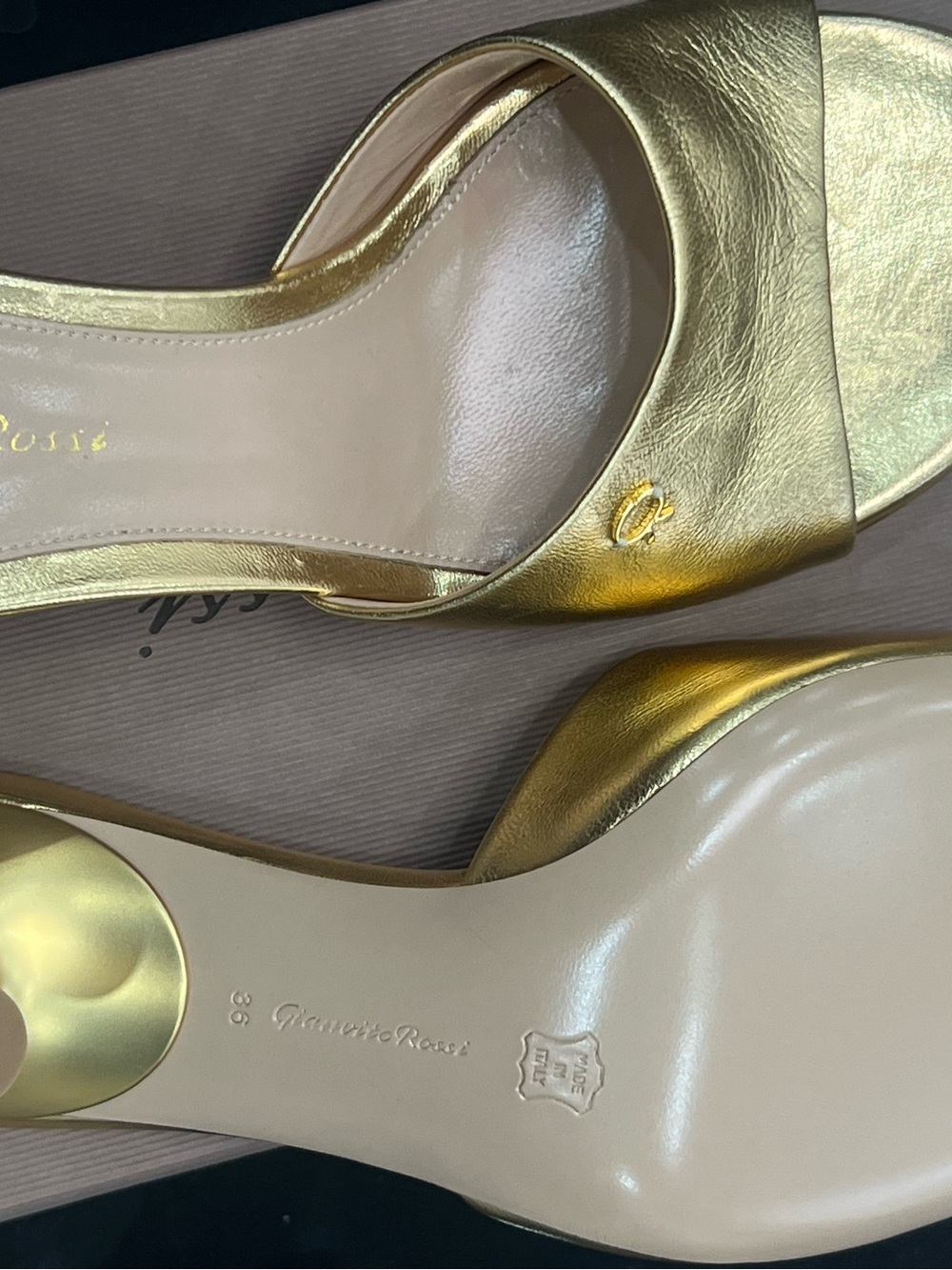 Gianvito Rossi Metallic Gold Leather Slide Mules